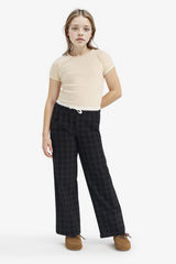 Girls Wide Leg Short-Leg Poplin Pants