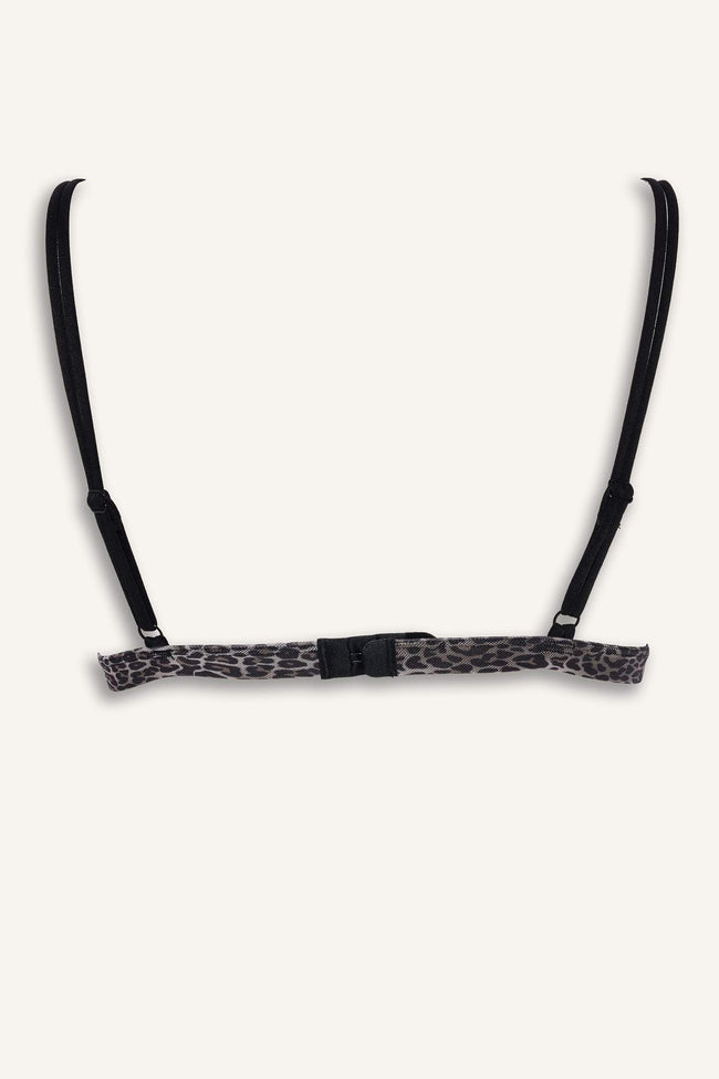 Leopard Print Tulle Unpadded, Wire-Free Triangle Bra Main Image
