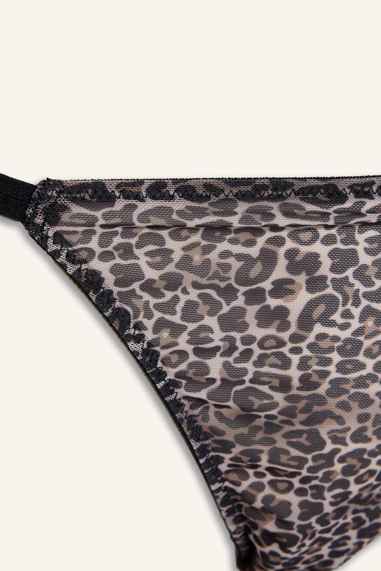 Leopard Print Tulle Brazilian Panties
