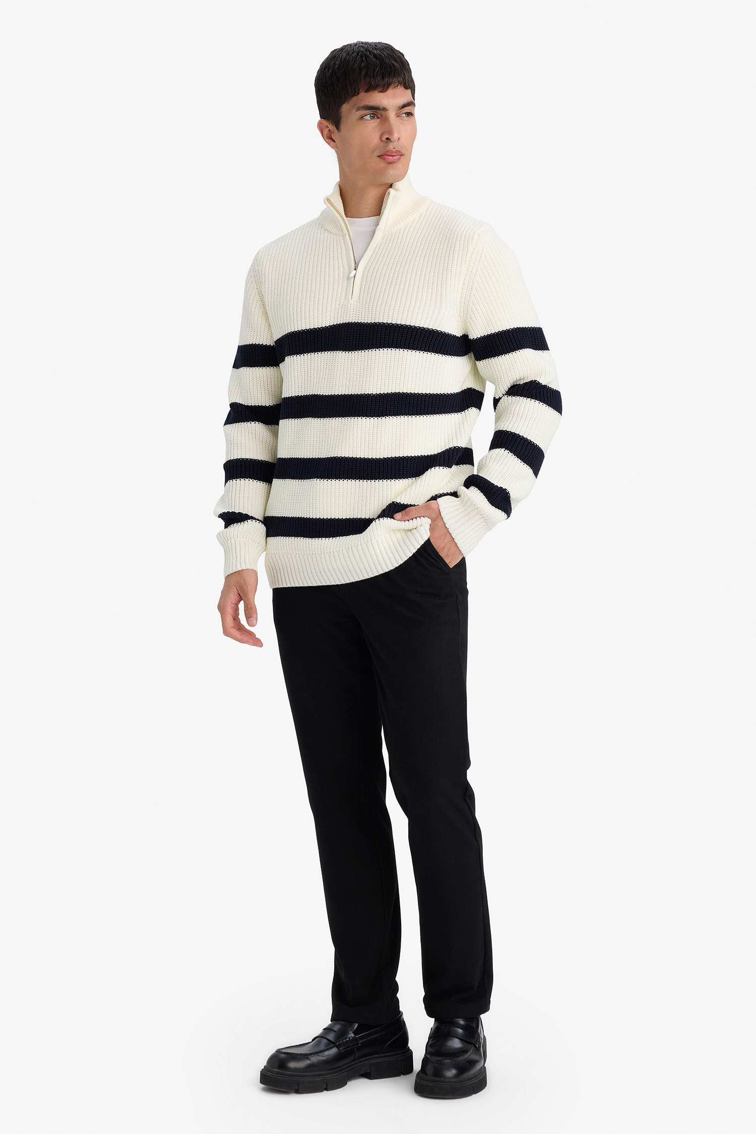 Regular Fit Straight Leg Trousers with Pockets