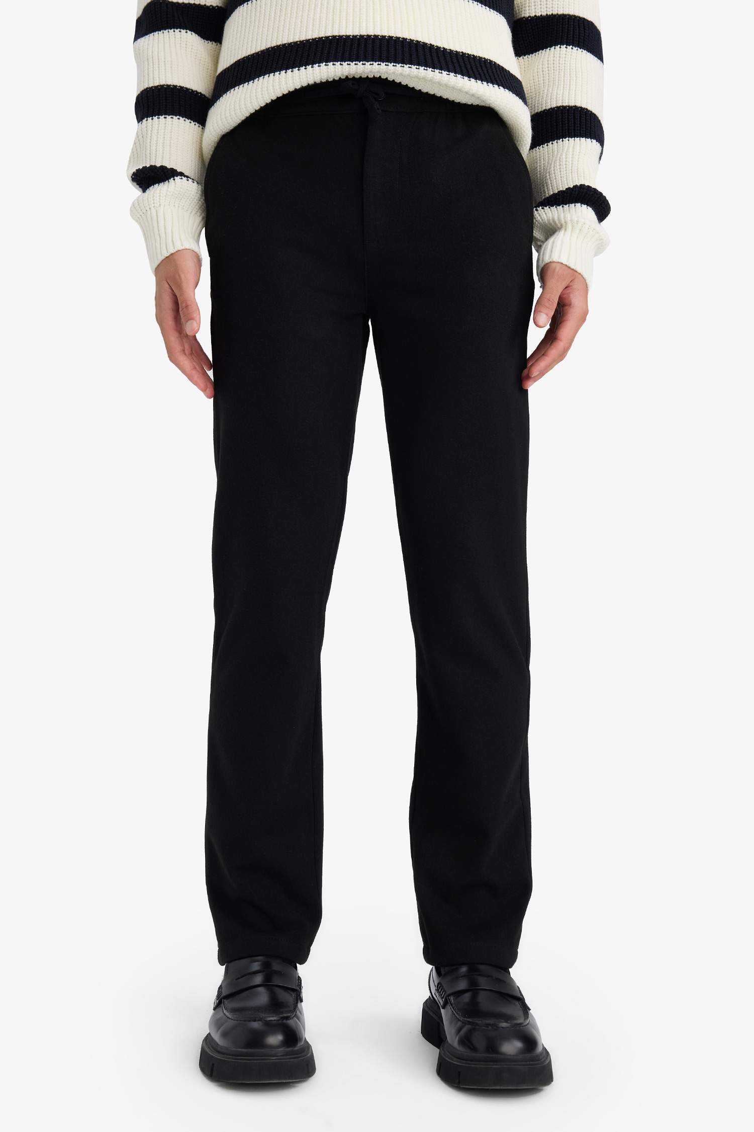 Regular Fit Straight Leg Trousers with Pockets