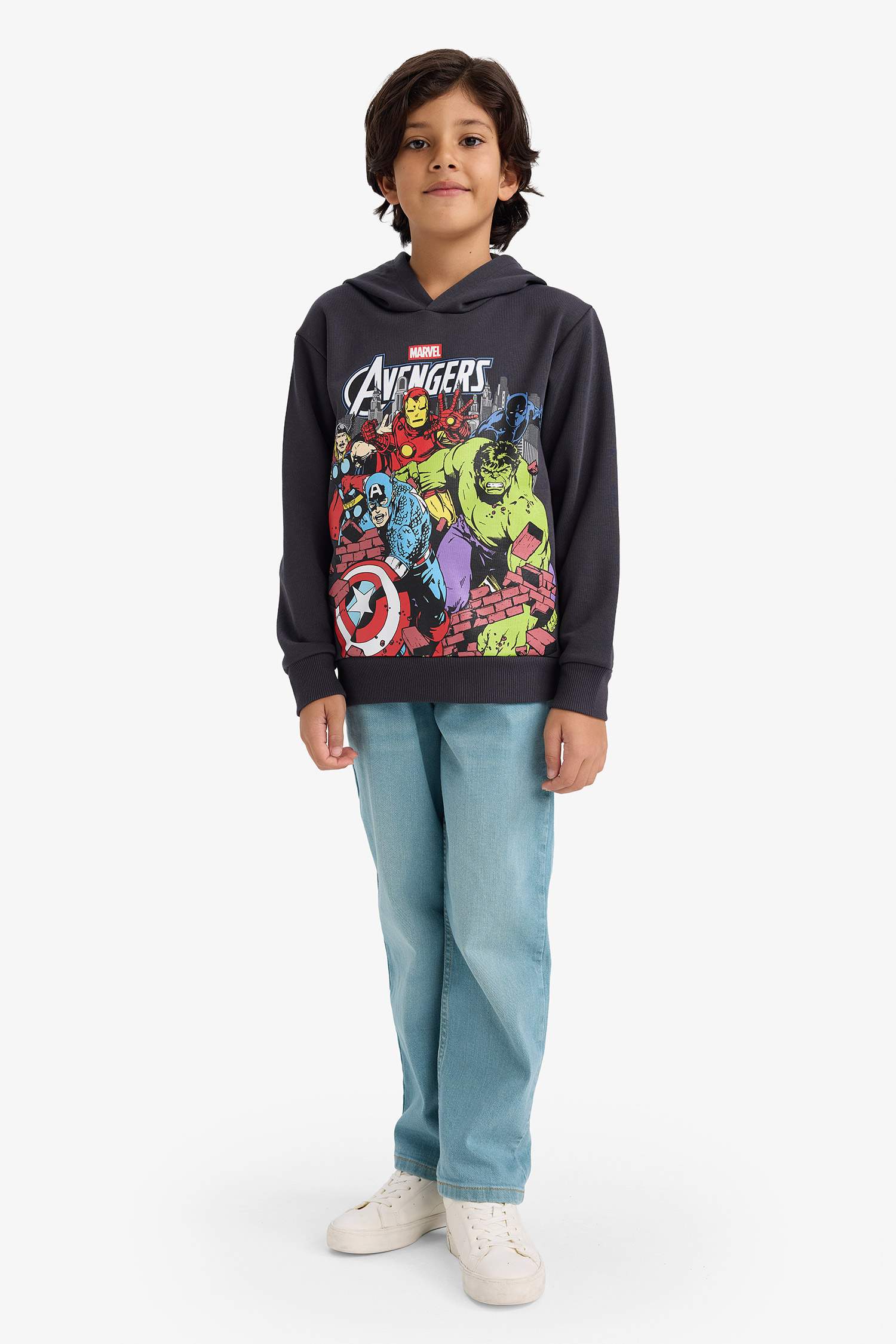 Boys Marvel Avengers Hooded Sweatshirt with Soft Fleece Lining