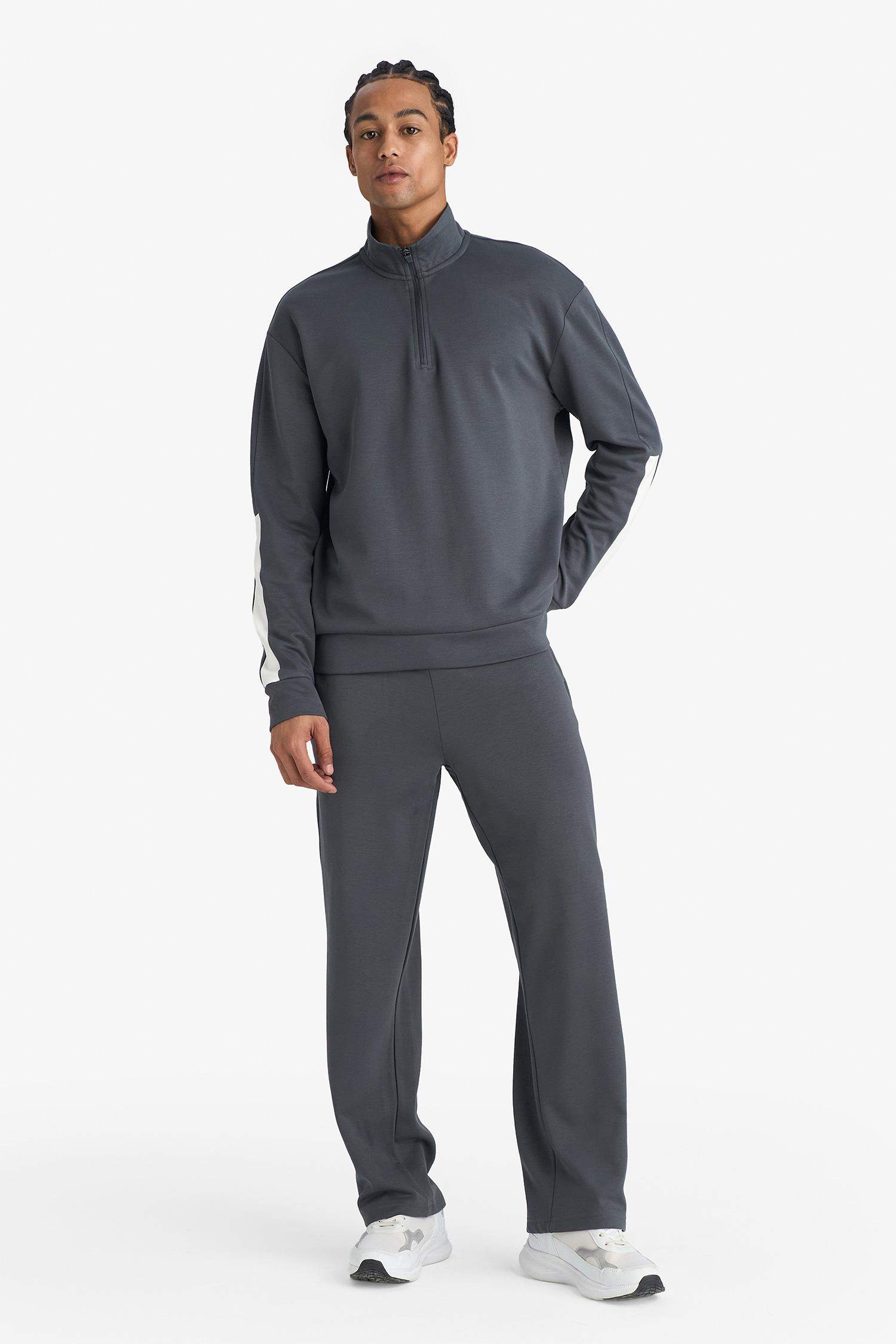 Standard Fit Stand Collar Half-Zip Modal Sweatshirt