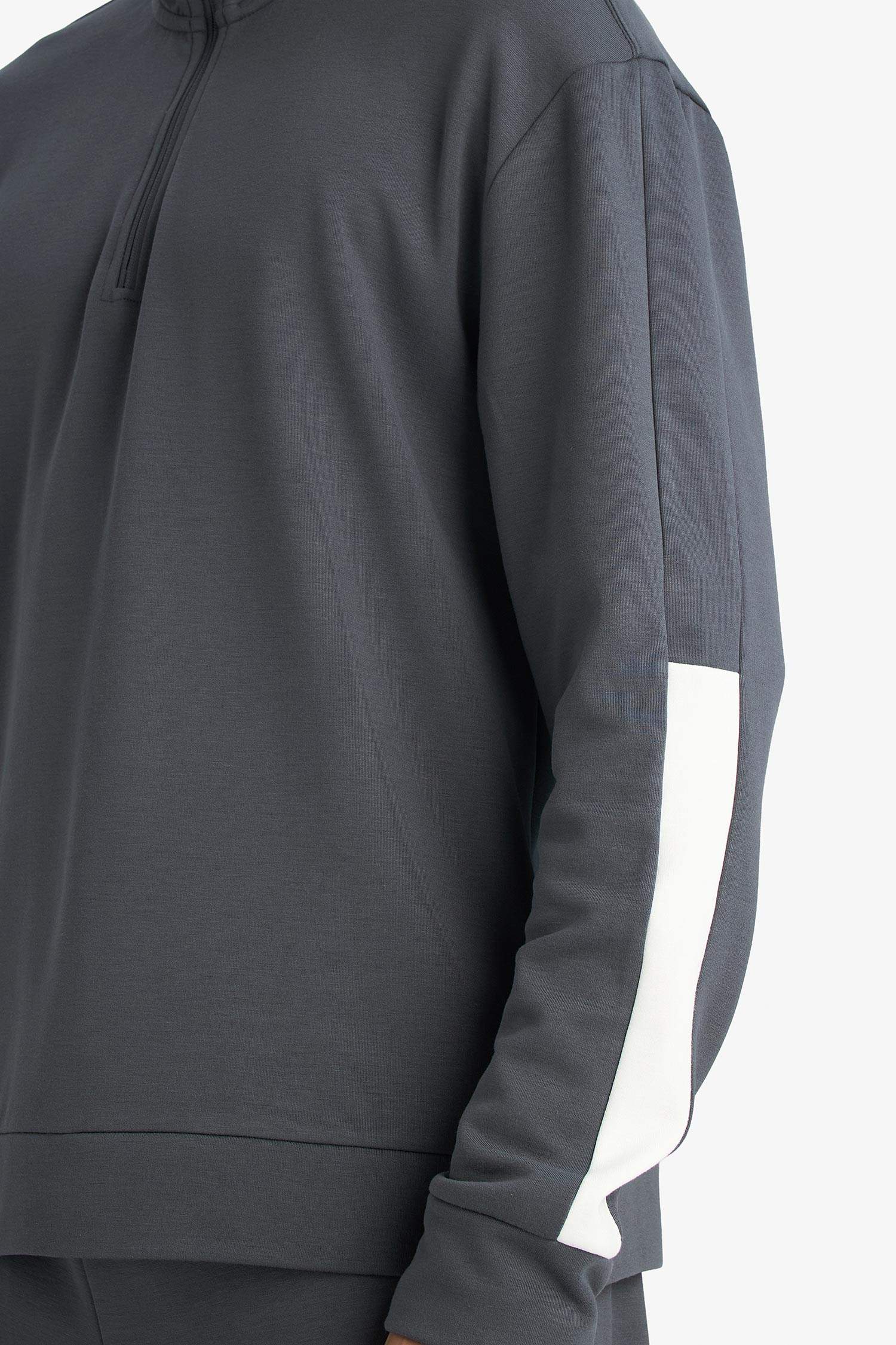 Standard Fit Stand Collar Half-Zip Modal Sweatshirt