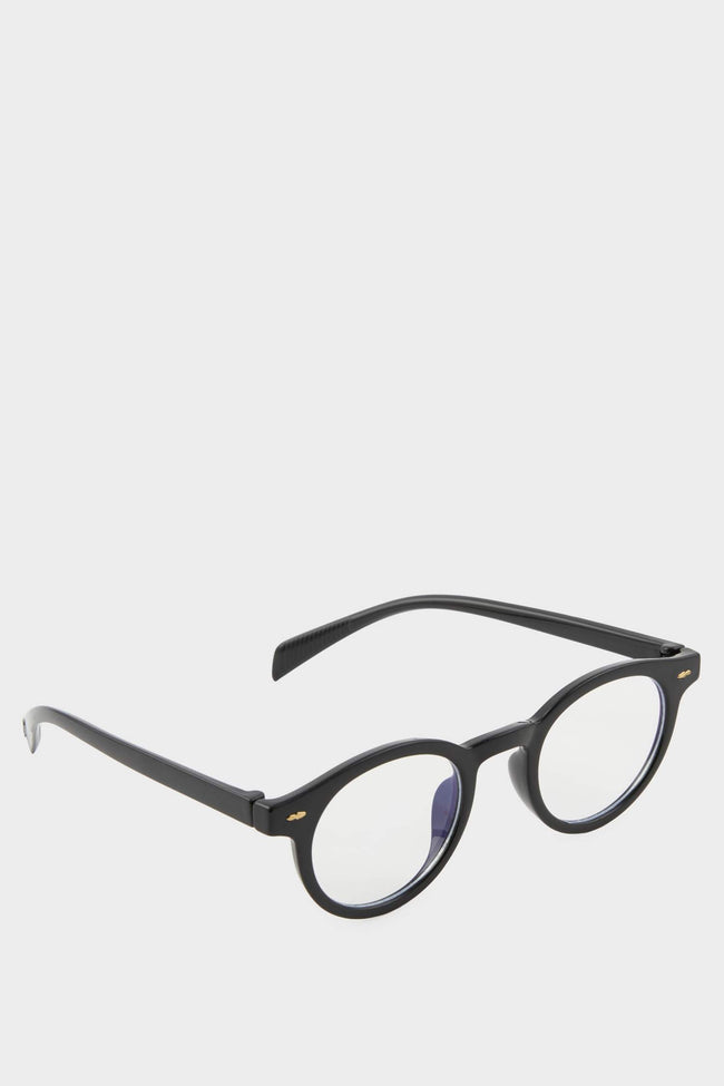 Womens Blue Lens Black Frame Glasses Hover Image