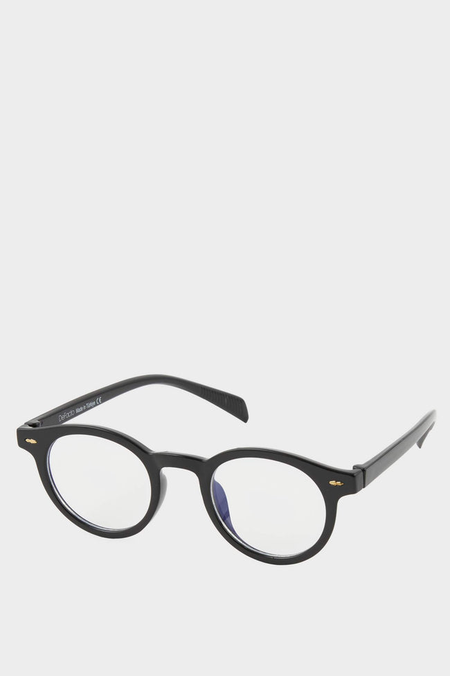 Womens Blue Lens Black Frame Glasses Main Image