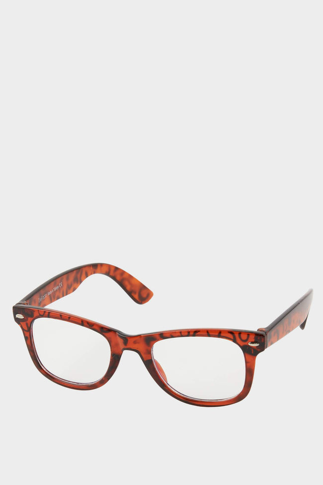 Womens Blue Lens Brown Leopard Frame Glasses Main Image