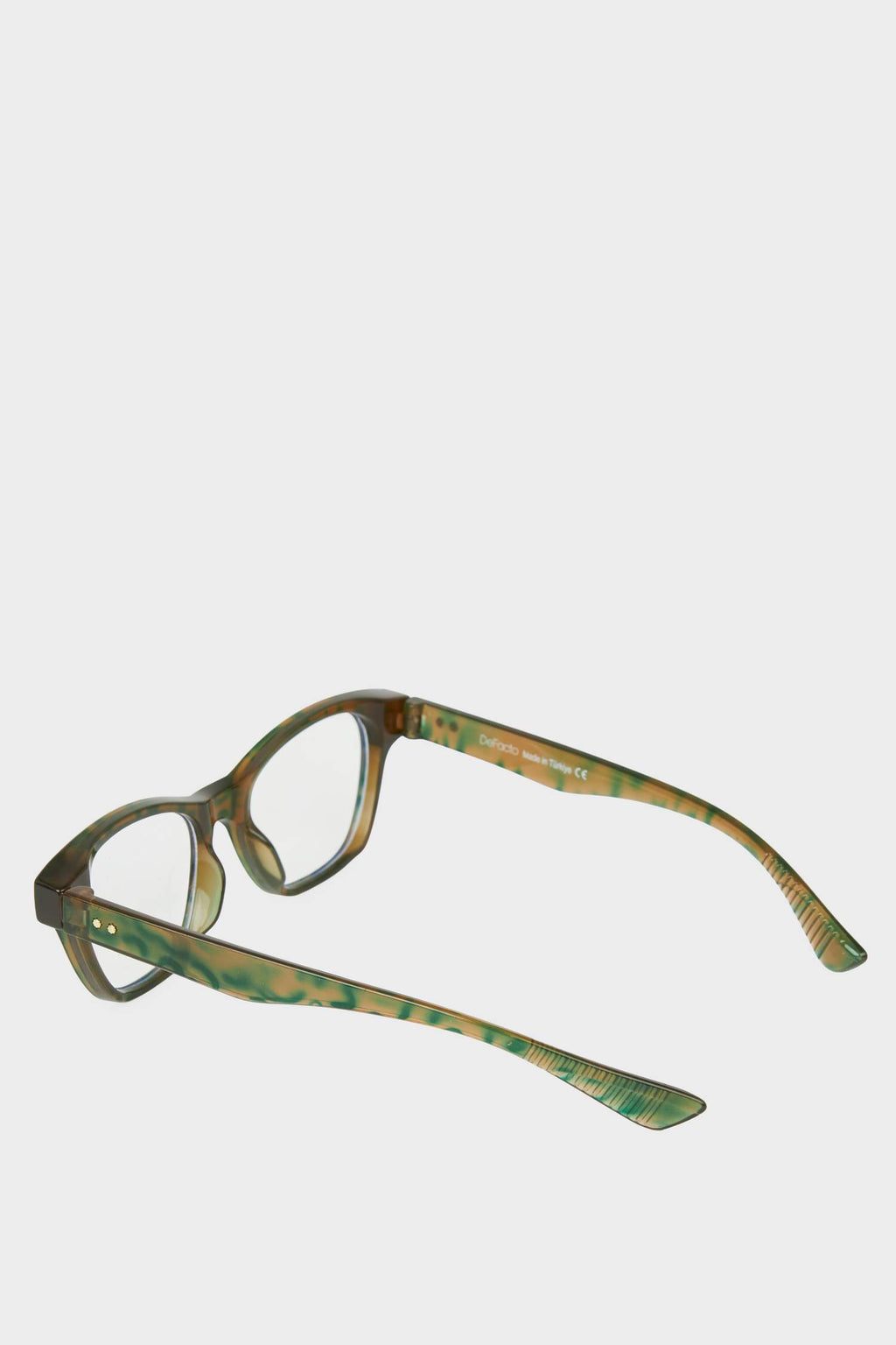 Women Blue Lens Green Leopard Frame Sunglasses