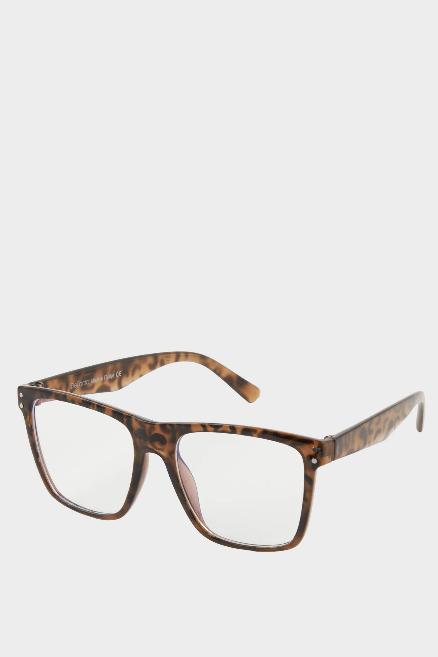 Womens Blue Lens Brown Leopard Frame Glasses