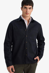 Regular Fit Polo Collar Gabardine Long-Sleeve Shirt