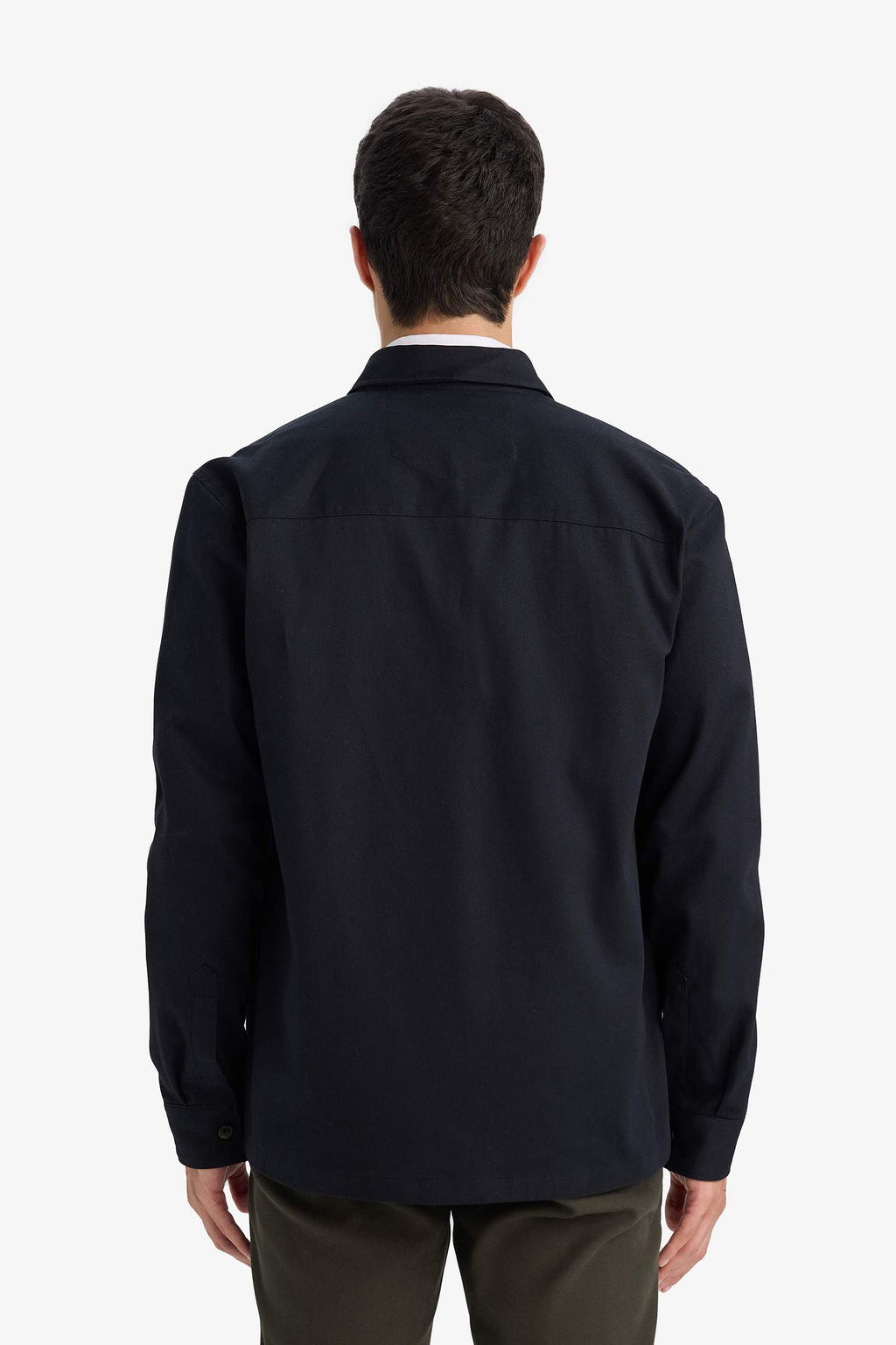 Regular Fit Polo Collar Gabardine Long-Sleeve Shirt