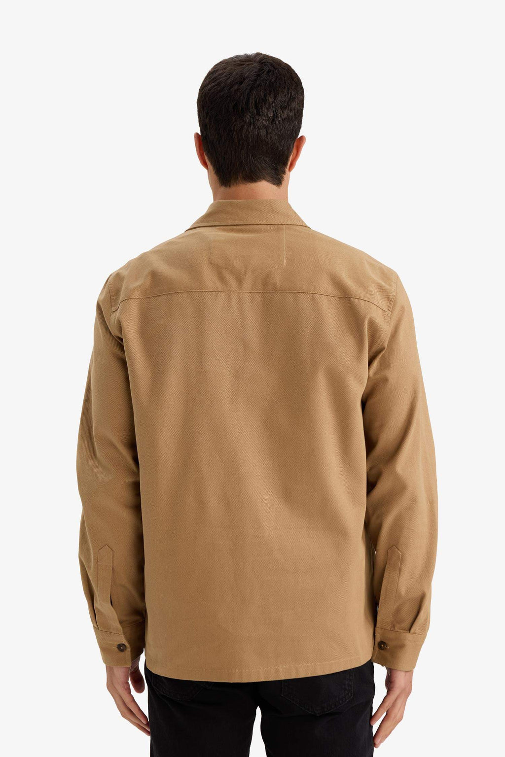 Regular Fit Polo Collar Gabardine Long-Sleeve Shirt