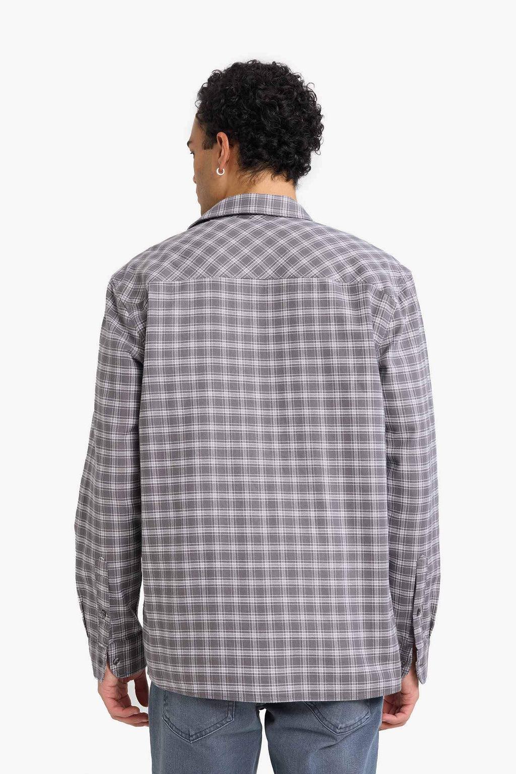 Regular Fit Polo Collar Flannel Long-Sleeve Shirt