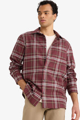 Regular Fit Polo Collar Flannel Long-Sleeve Shirt