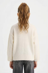 Girls Crew Neck Embroidered Sweater