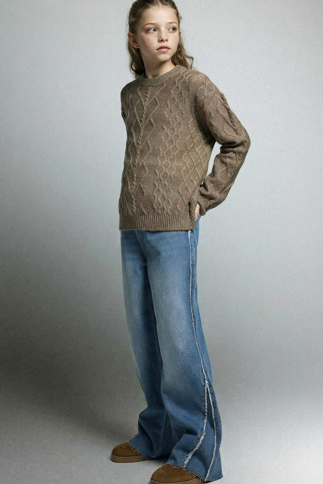 Girls Crew Neck Knitted Sweater Main Image