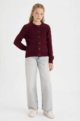 Girls Buttoned Knit Cardigan