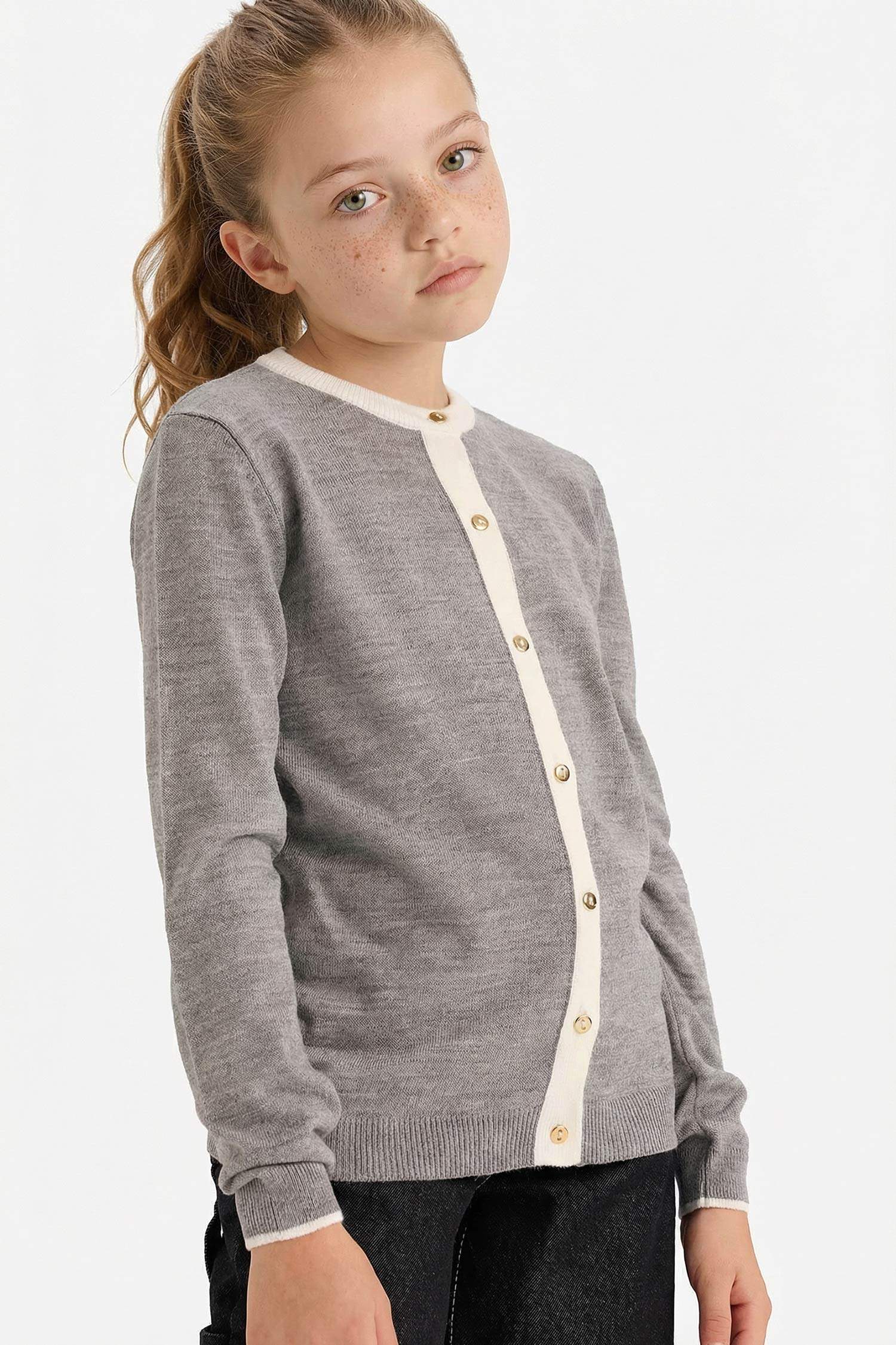 Girls Buttoned Cardigan