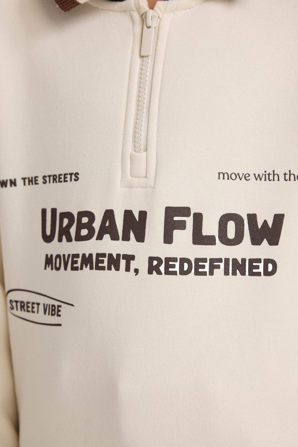 Boys Polo Collar Printed Sweatshirt with Soft Fleece Lining