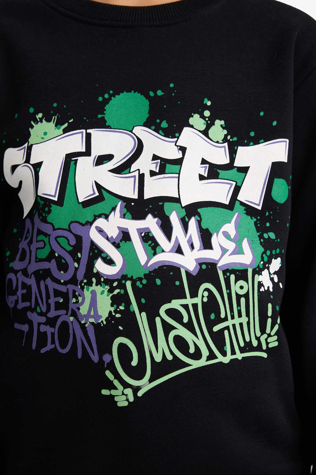 Boys Crew Neck Printed Sweatshirt with Soft Fleece Lining