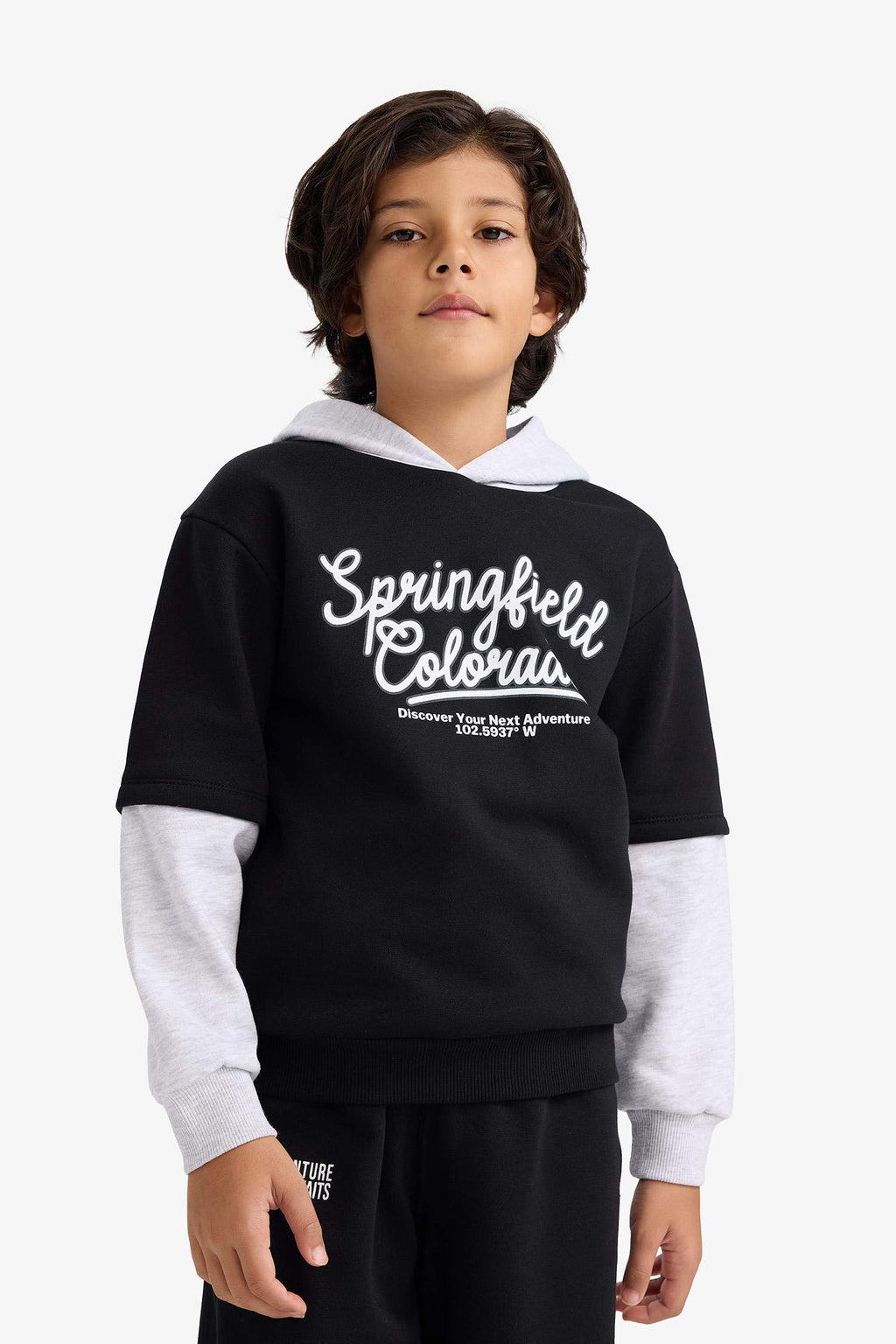 Boys Hooded Printed Sweatshirt with Soft Fleece Lining