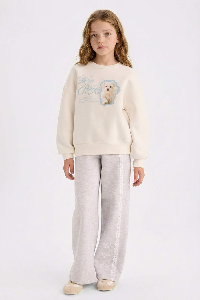 Girls Two-Piece Set: Printed Sweatshirt and Sweatpants Hover Image
