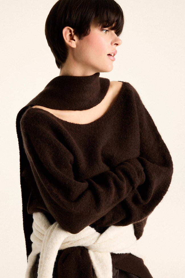 Regular Fit Boat Neck Knitted Sweater Main Image
