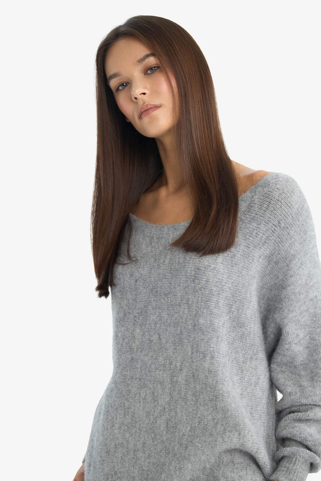 Regular Fit Boat Neck Knitted Sweater