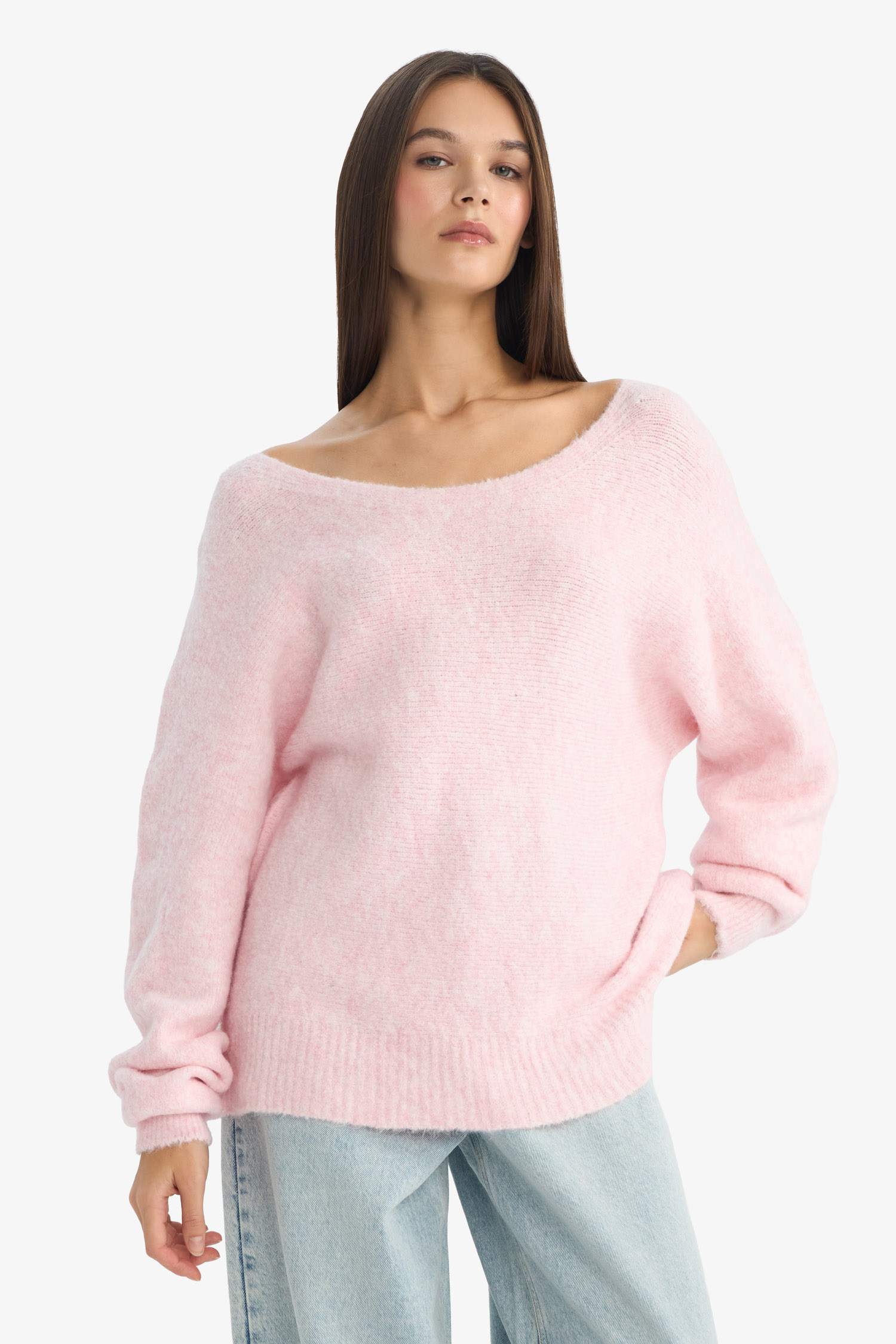 Regular Fit Boat Neck Knitted Sweater