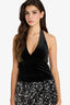 Fitted Halter Neck Velvet Blouse