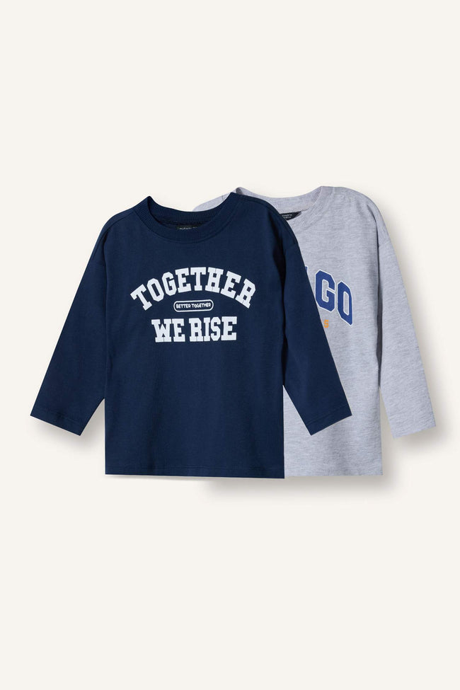 Oversize Printed 2-Pack Long-Sleeve T-Shirts For Baby Boys Hover Image