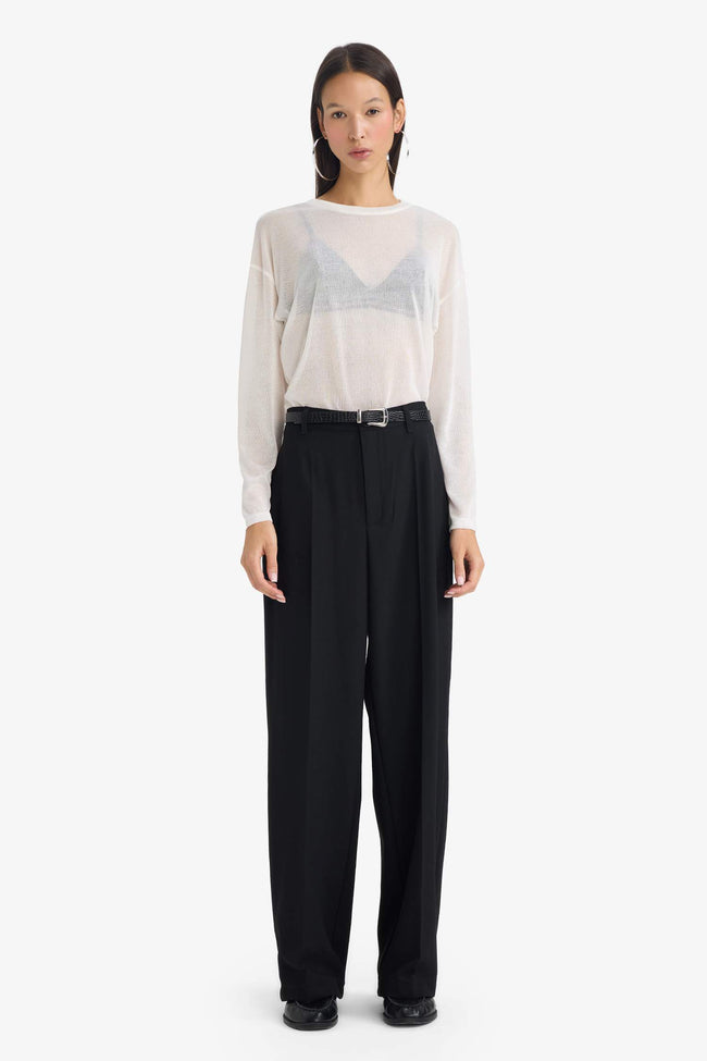 Straight Fit Trousers with Welt Pockets, Regular Waist, Standard Length Hover Image