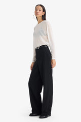 Straight Fit Trousers with Welt Pockets, Regular Waist, Standard Length