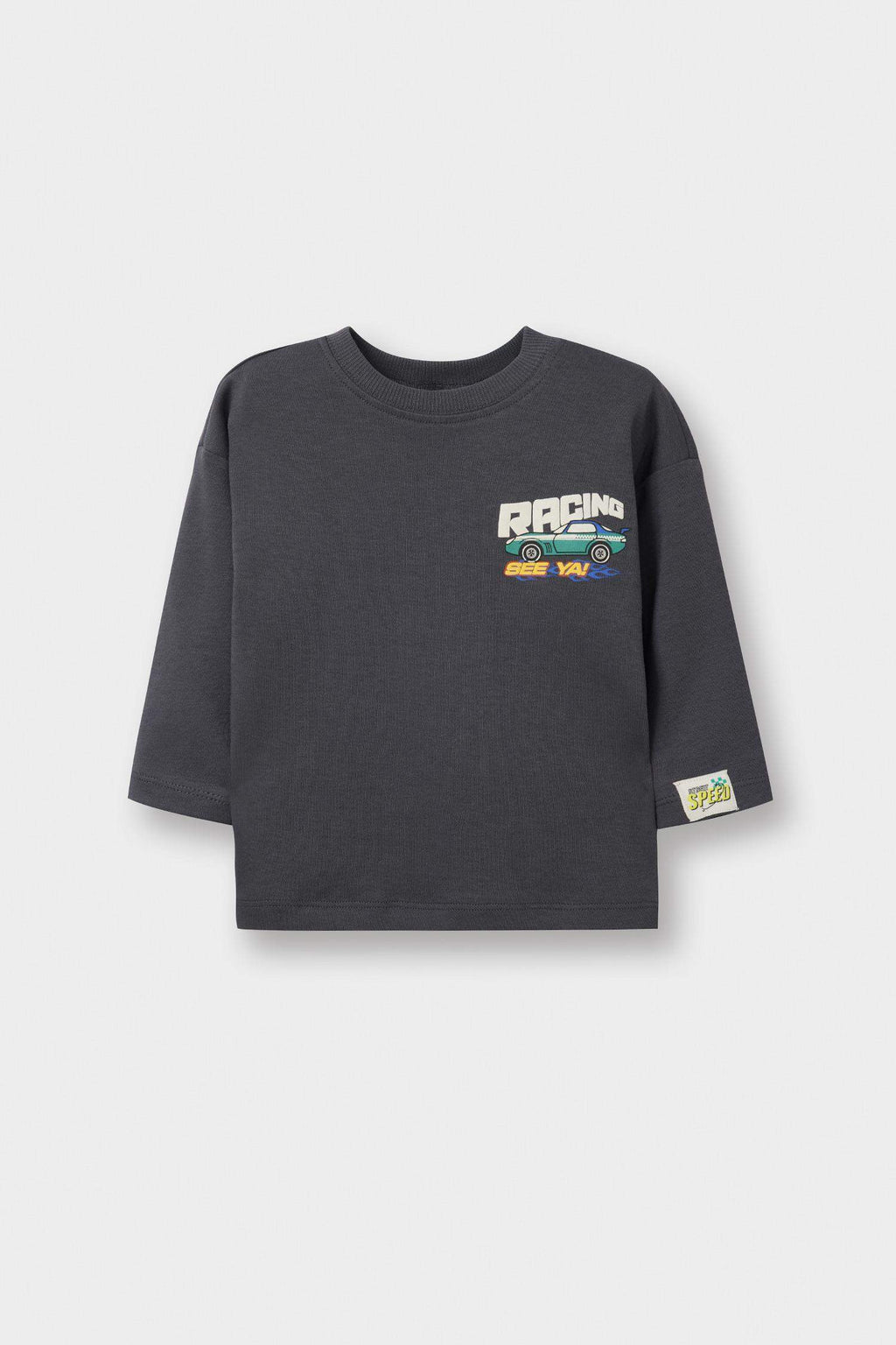 Oversize Loose Fit Crew Neck Printed Long Sleeve T-Shirt For Baby Boy