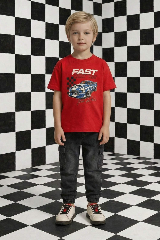 Crew Neck Printed Short-Sleeved T-Shirt For Baby Boys Main Image