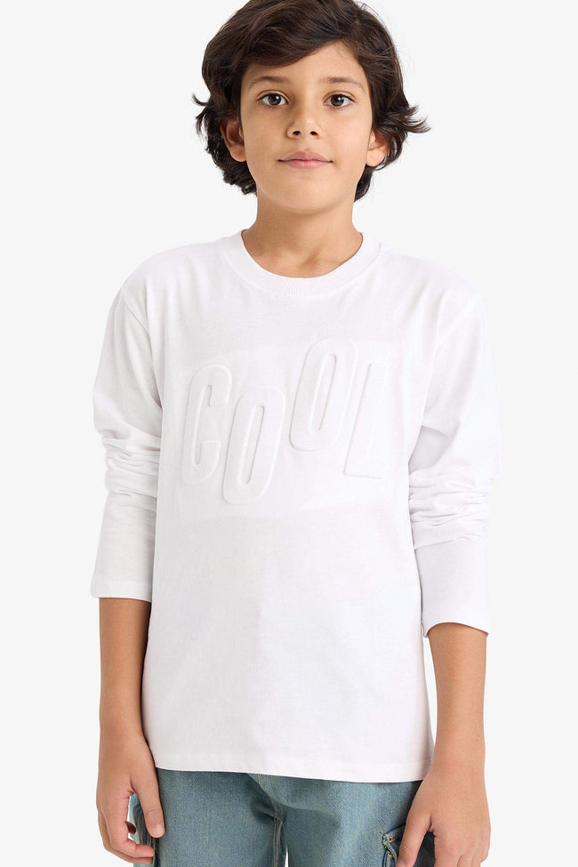 Oversize Wide Fit Crew Neck Printed Long Sleeve T-Shirt For Boys Main Image