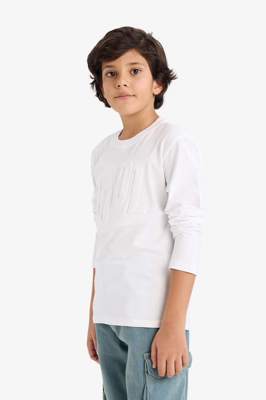 Oversize Wide Fit Crew Neck Printed Long Sleeve T-Shirt For Boys