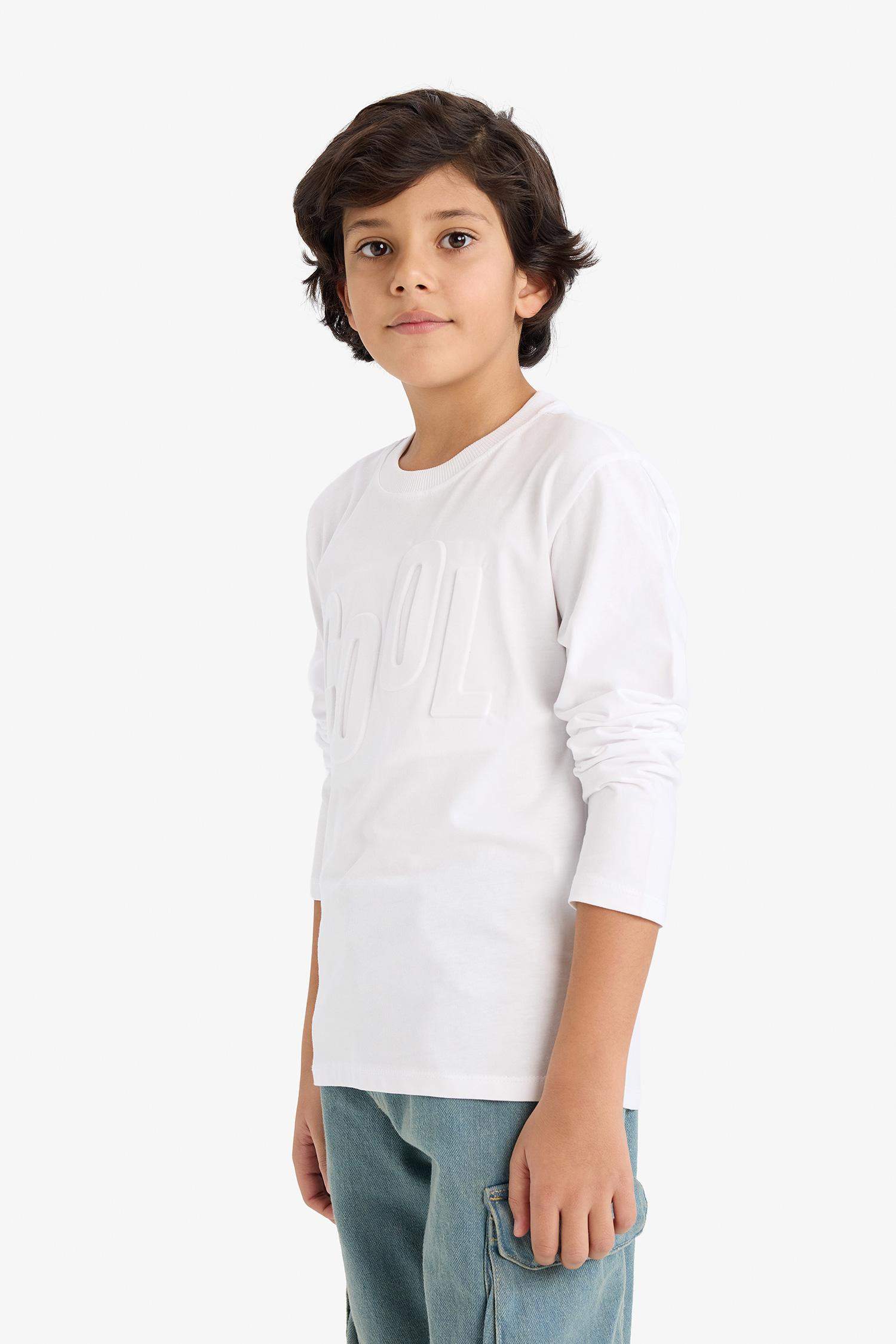 Oversize Wide Fit Crew Neck Printed Long Sleeve T-Shirt For Boys