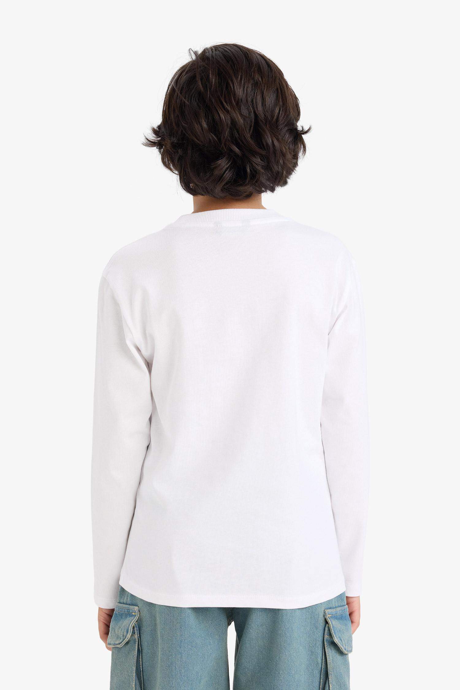 Oversize Wide Fit Crew Neck Printed Long Sleeve T-Shirt For Boys