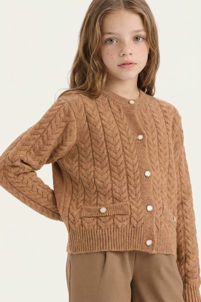 Girls Buttoned Cardigan Hover Image