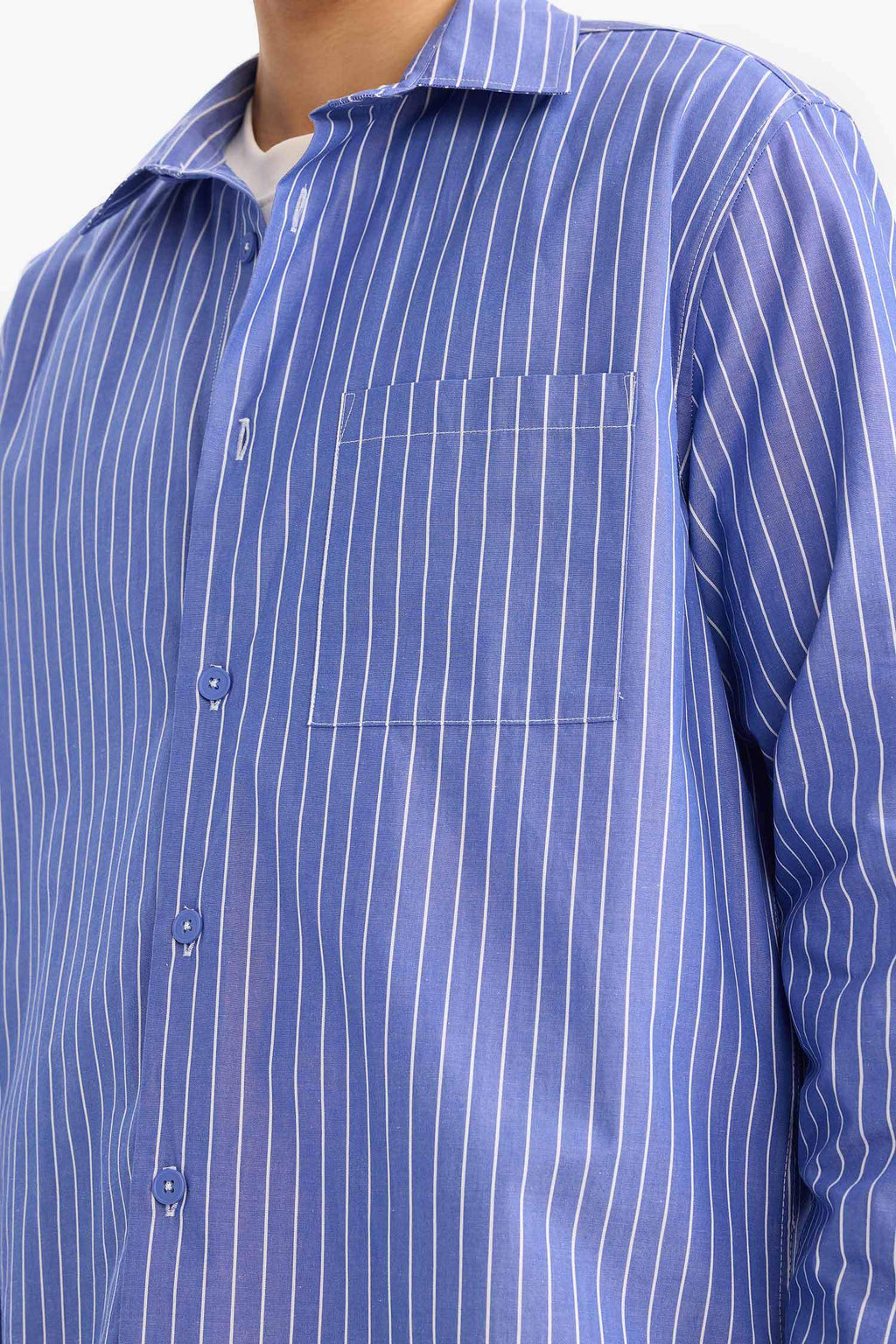 Boxy Fit Striped Long-Sleeve Shirt