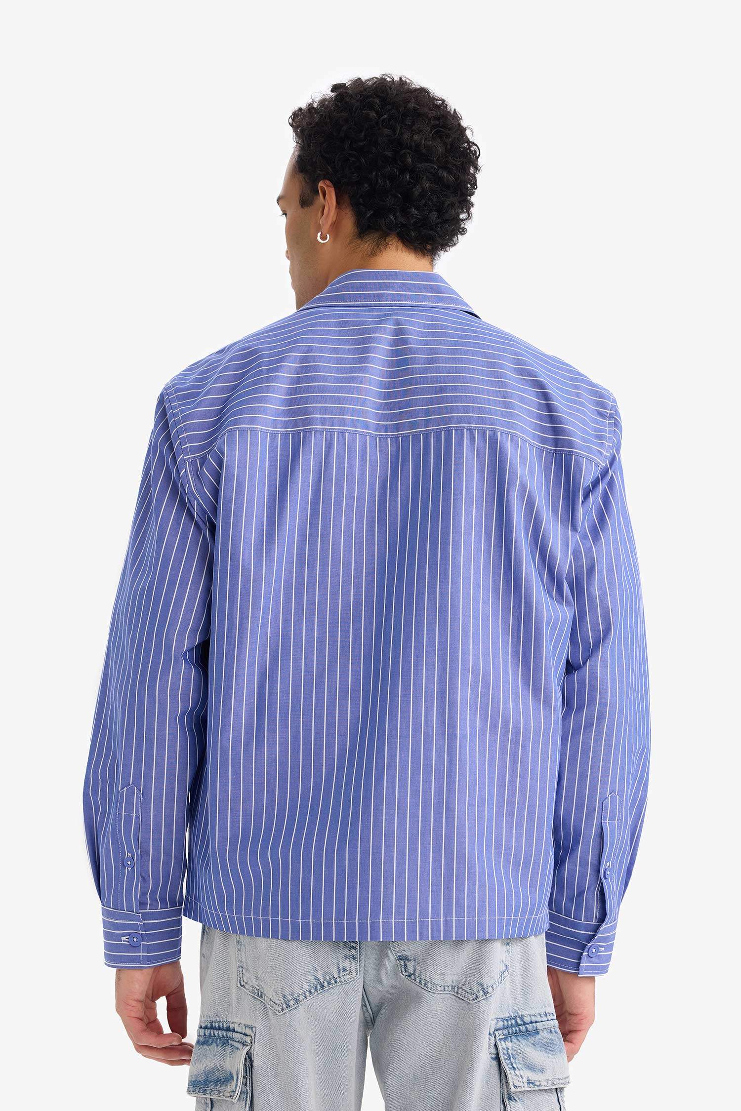 Boxy Fit Striped Long-Sleeve Shirt