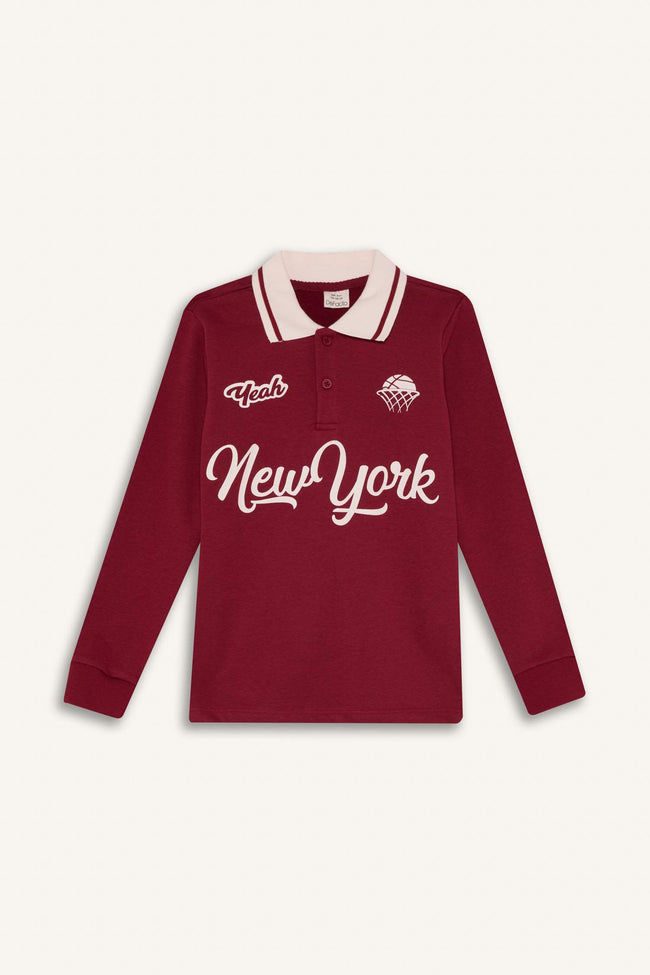 Polo Collar Printed T-Shirt For Boys Hover Image