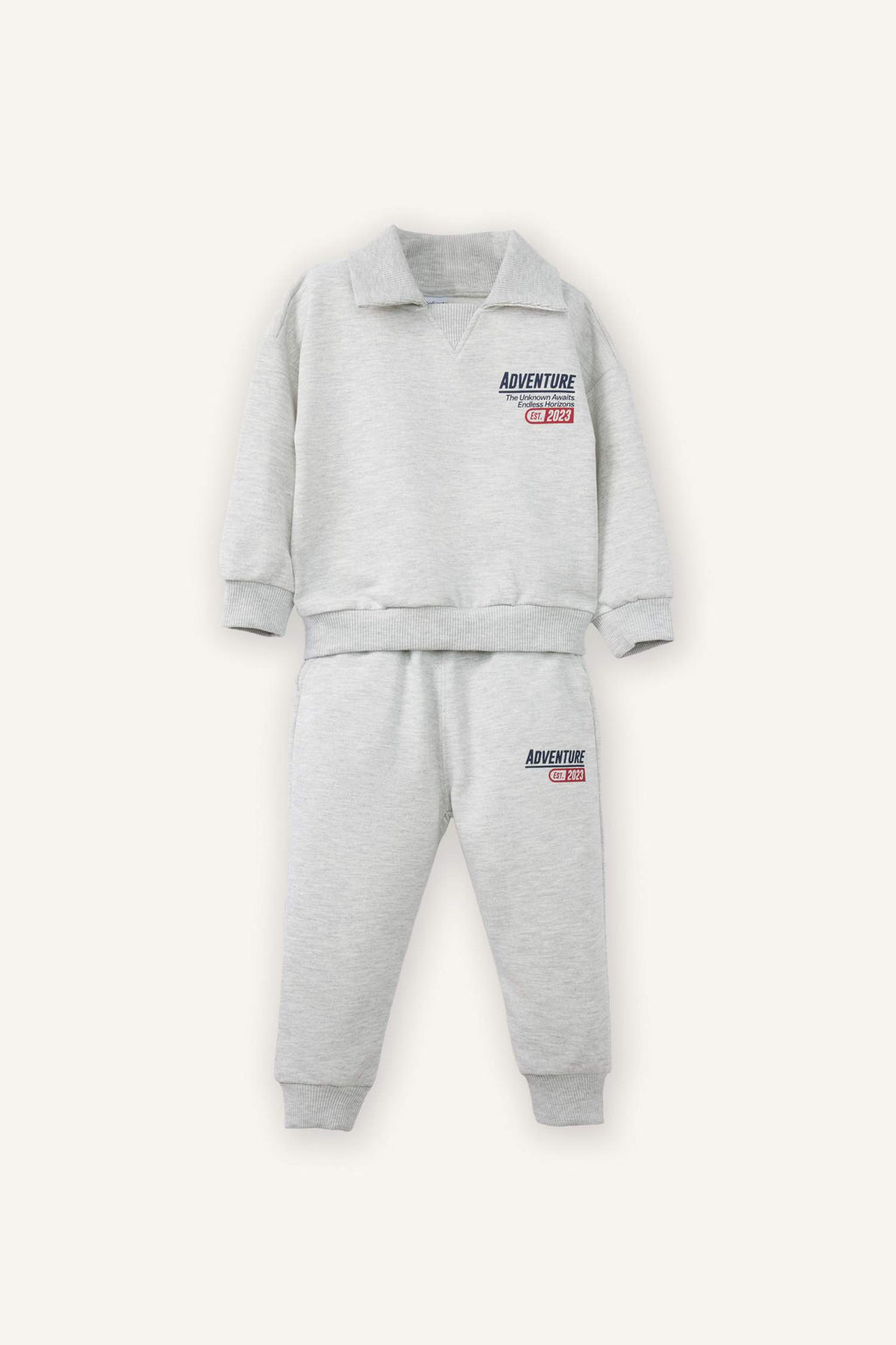 Slogan Print Sweatshirt Fabric 2-Piece Set For Baby Boys