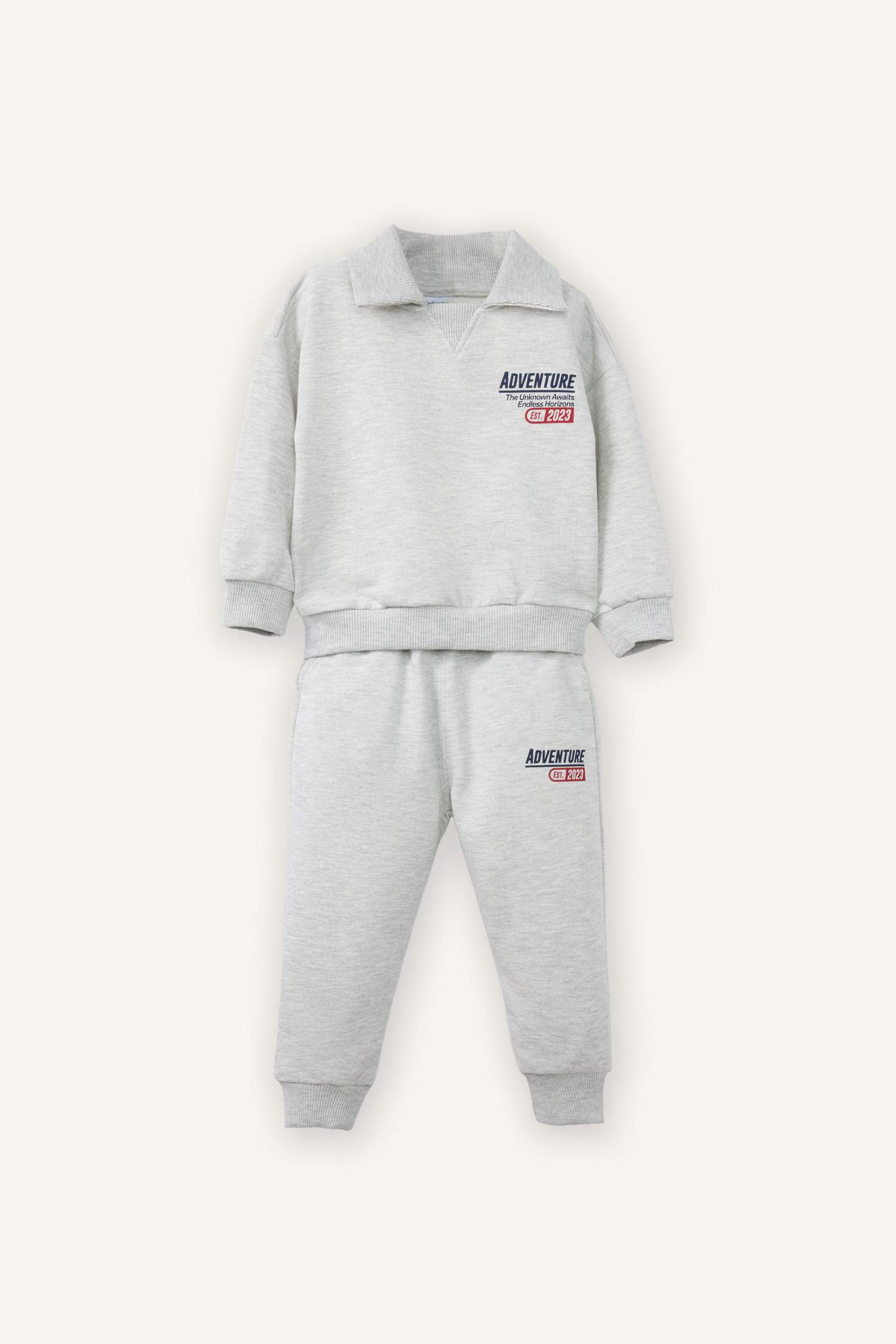 Slogan Print Sweatshirt Fabric 2-Piece Set For Baby Boys