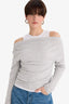 Slim Fit Narrow Cut One Shoulder Double Layer Ribbed Long Sleeve T-Shirt