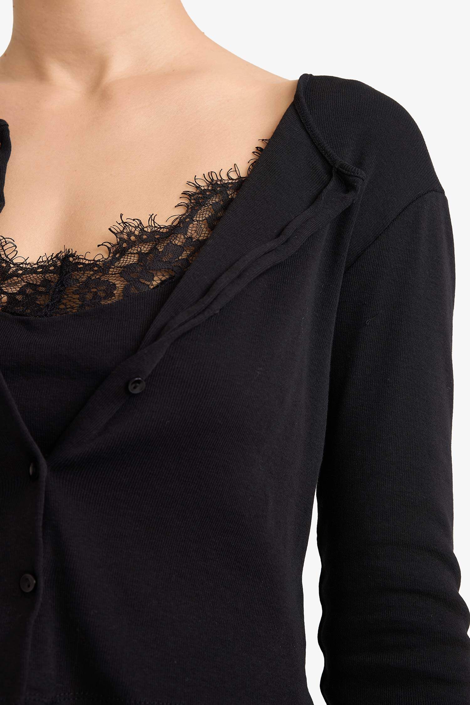 Slim Fit Narrow Cut Crew Neck Ribbed Long Sleeve T-Shirt