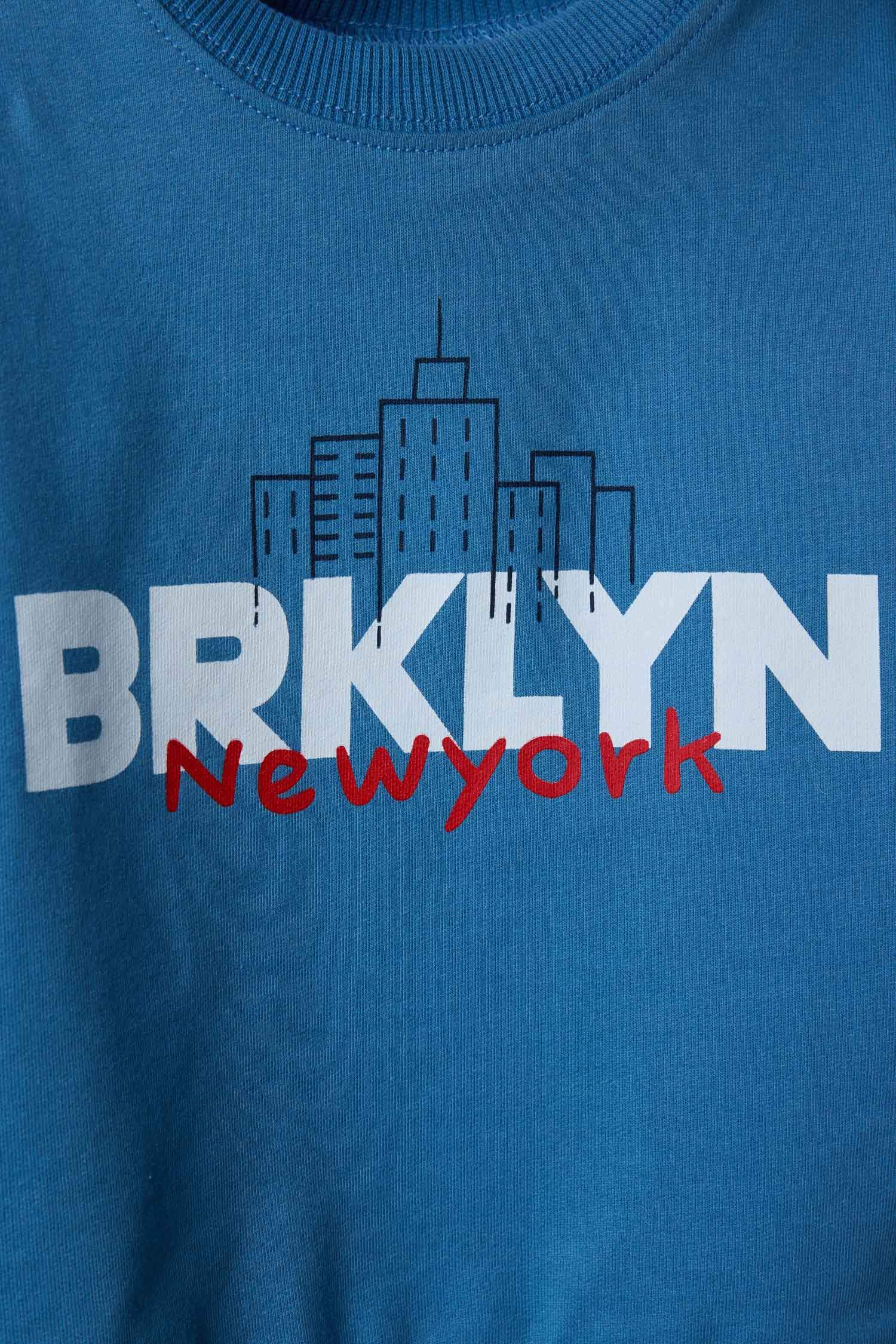 Oversize Wide Fit Crew Neck Printed 2-Piece Sweatshirt Set For Baby Boys