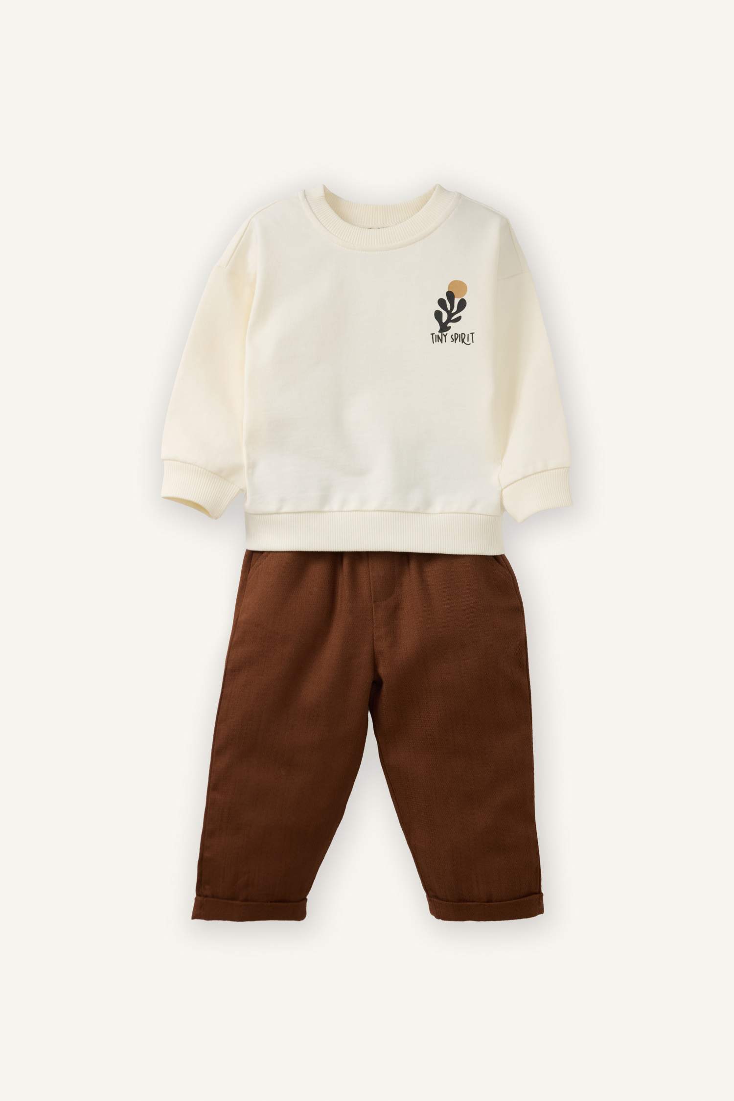 Slogan Print Sweatshirt Fabric 2-Piece Set For Baby Boys