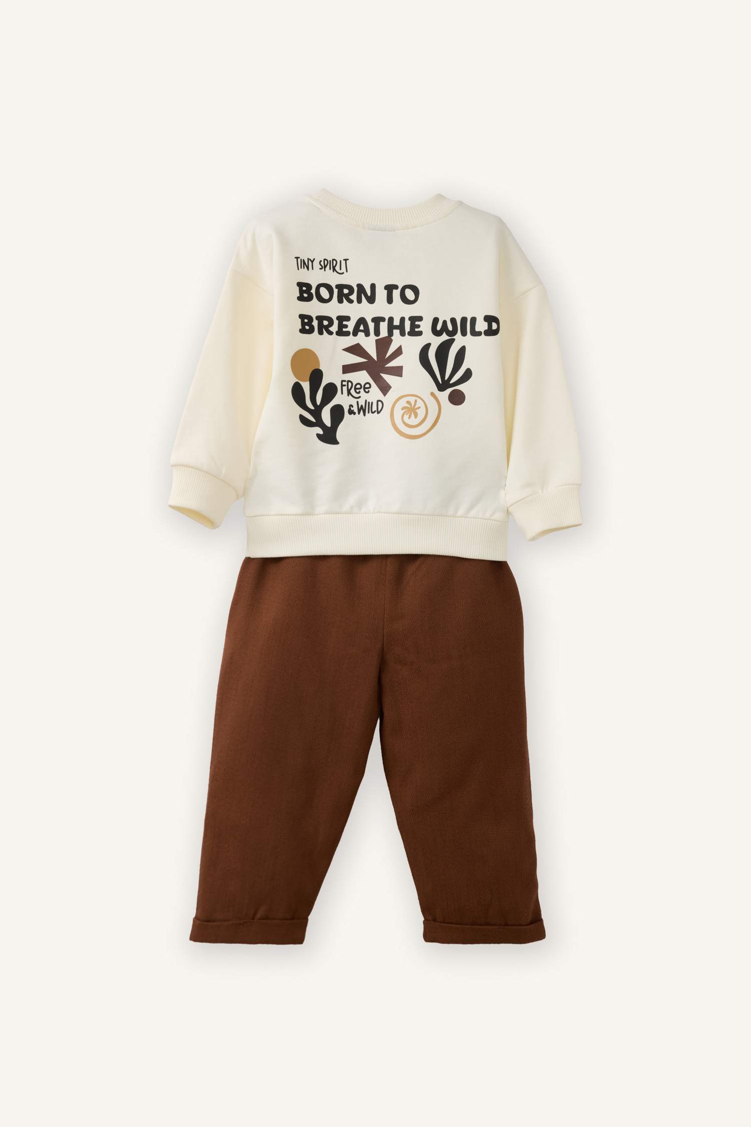 Slogan Print Sweatshirt Fabric 2-Piece Set For Baby Boys